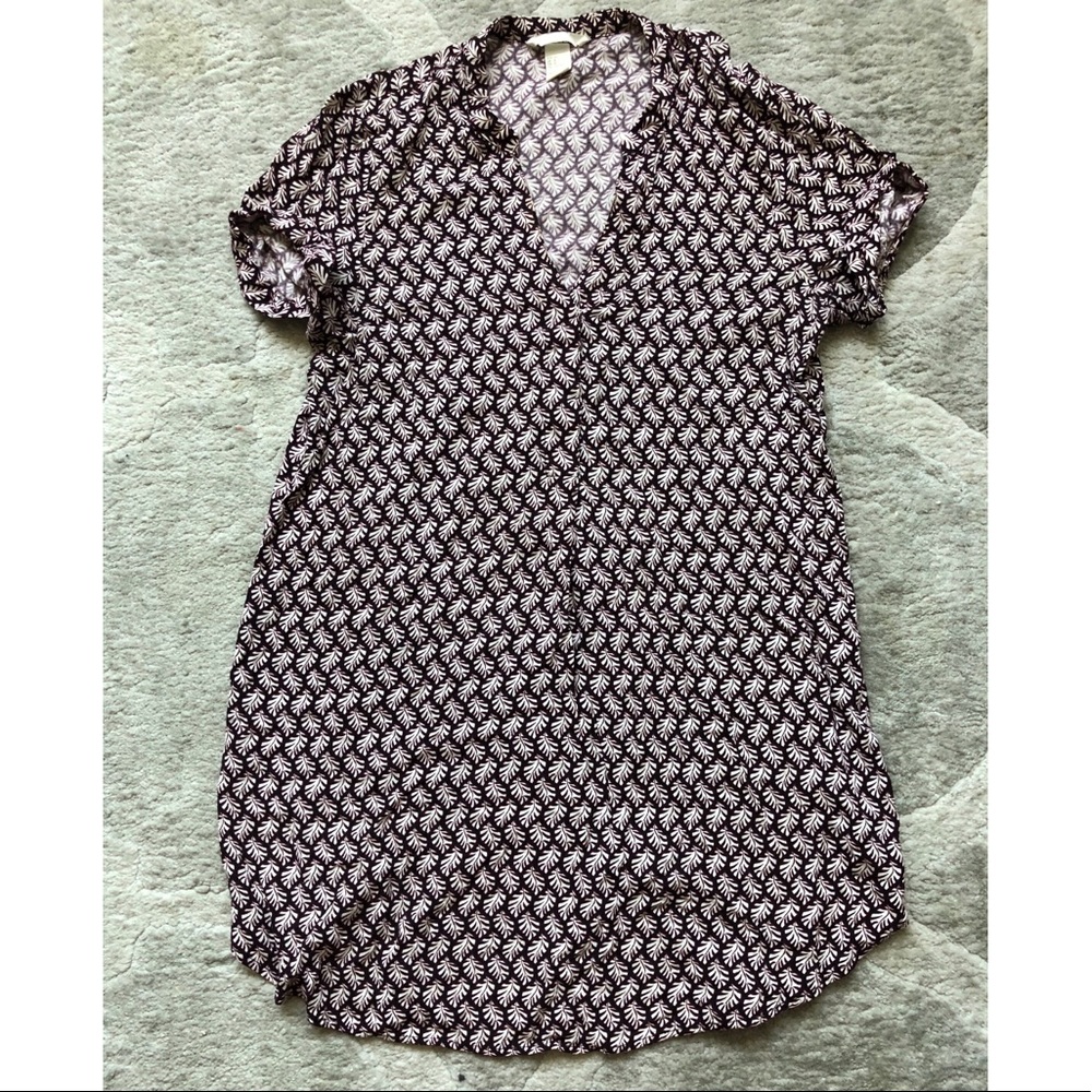 H&M Cotton Tunic Dress with Leaf Pattern